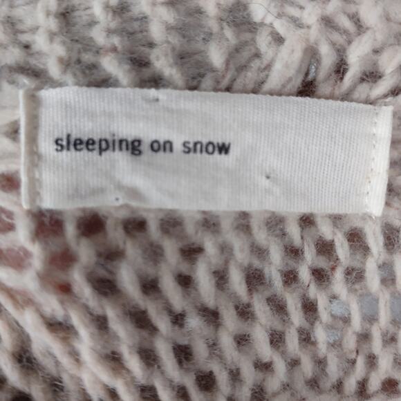 Anthropologie Sleeping On Snow Wool Blend Open Front Cardigan Beige Size Medium - Picture 5 of 11
